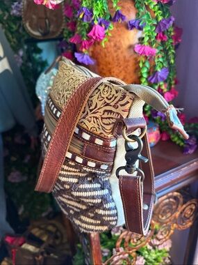 Myra Bag Brown & Cream Woven Crossbody